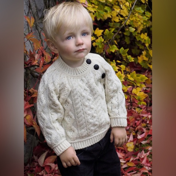 Blarney Woollen Mills Baby Aran Crew Neck Sweater 100% wool sweater 6-12